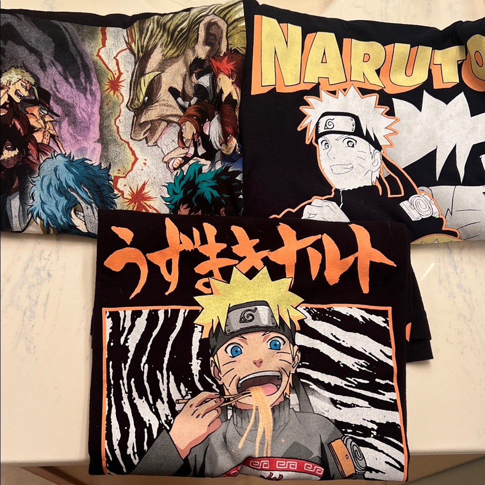 Naruto and My Hero Academia Graphic T-Shirt - **BUNDLE OF 3****